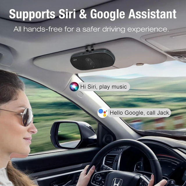Alt view image 10 of 14 - Car Bluetooth Speaker Hands-Free Speakerphone: 6W Bluetooth Car Speaker for Cell Phone - Wireless Hands Free Car Kit Support Siri Google Voice Assistant Motion Auto On Off with Visor Clip BC990G