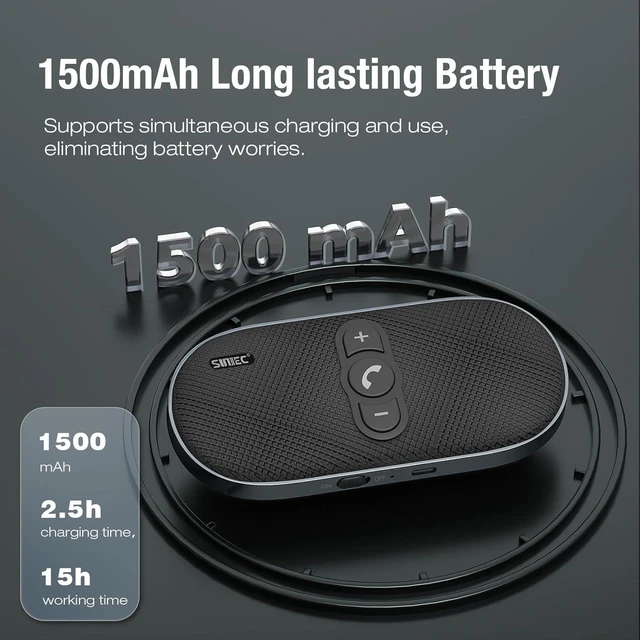 Alt view image 12 of 14 - Car Bluetooth Speaker Hands-Free Speakerphone: 6W Bluetooth Car Speaker for Cell Phone - Wireless Hands Free Car Kit Support Siri Google Voice Assistant Motion Auto On Off with Visor Clip BC990G