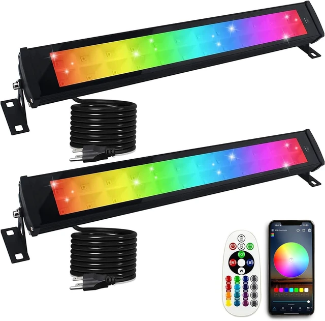 Alt view image 8 of 14 - 2 Pack 50W 96 LED RGB Light Bars Waterproof IP66 Smart APP/Remote Control Wall Washer Lights DIY 16 Millions Colors LED Light Bars for Room Stage Lighting Garden Outdoor Indoor
