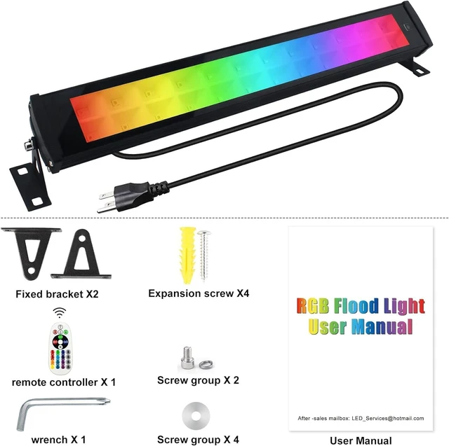 Alt view image 14 of 14 - 2 Pack 50W 96 LED RGB Light Bars Waterproof IP66 Smart APP/Remote Control Wall Washer Lights DIY 16 Millions Colors LED Light Bars for Room Stage Lighting Garden Outdoor Indoor