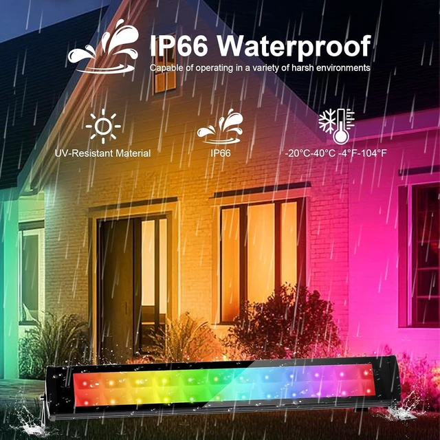 Alt view image 12 of 14 - 2 Pack 50W 96 LED RGB Light Bars Waterproof IP66 Smart APP/Remote Control Wall Washer Lights DIY 16 Millions Colors LED Light Bars for Room Stage Lighting Garden Outdoor Indoor