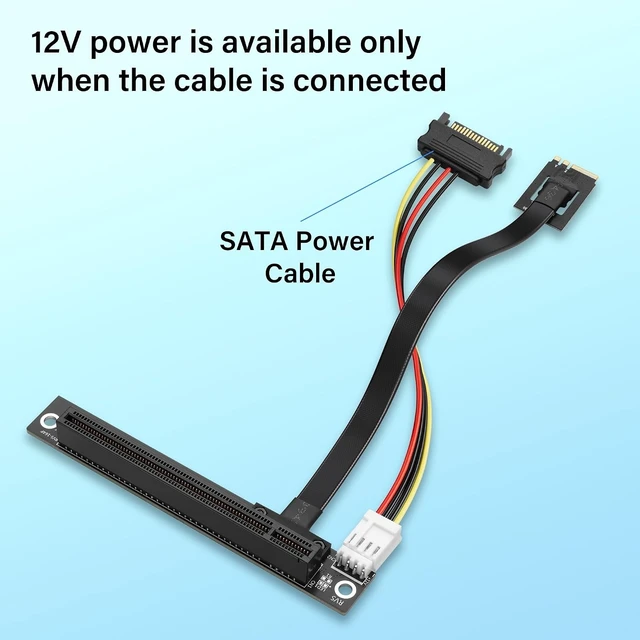 Alt view image 10 of 12 - M.2 NGFF Key A+E to PCIe X16 Extender Cable M.2 to PCI-E 16X Female Riser Cable for M2 2230
