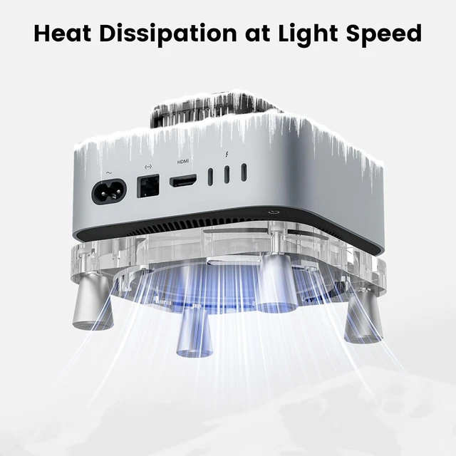 Alt view image 12 of 14 - Mac mini Stand with Magnetic RGB LED Cooler, 15W Semiconductor Fast Cooling No-Lag Acrylic Desktop Mount, Compatible with Mac mini M4 & M4 Pro