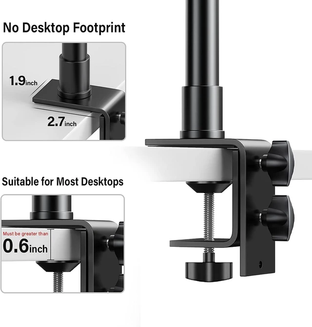 Alt view image 11 of 14 - 2-Pack Camera Desk Mount Stand with 1/4" Ball Head and Cold Shoe Mount Adapter,12.9-22" Tabletop Mounts Stand, Adjustable Aluminum Desktop Light Stand, for DSLR Camera, Ring Light, Video Light