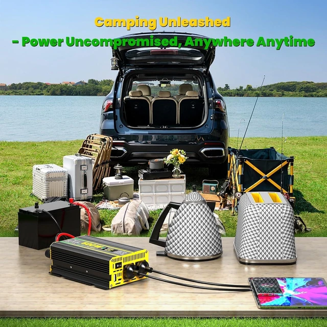 Alt view image 10 of 14 - 500 Watt Power Inverter for Vehicles, Car Power Inverter with 2 AC Outlets/Cigarette Lighter/PD 36W USB-C/QC 18W Port/LED Display, Inverter 12V to 110V for Truck/Car/Laptop/Camping with Surge 1000W