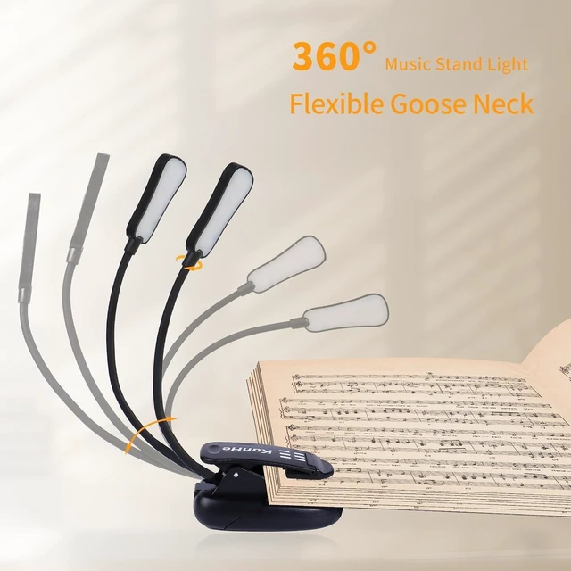 Alt view image 11 of 14 - 5 Pack Music lamp Reading Clip lamp USB-C and AAA Battery Power Supply (Included) Three Color temperatures Suitable for Band Users Reading Enthusiasts