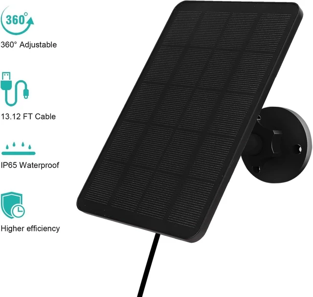 Alt view image 9 of 14 - Solar Panel for Blink Camera Outdoor, Solar Panel 4W Compatible with Blink Outdoor 4 (4th Gen) Camera, Solar Charger for Camera with 13.12Ft Outdoor Power Cable, 360° Adjustable Mount, 2 Pack