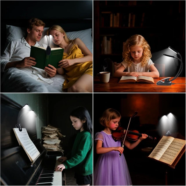 Alt view image 14 of 14 - 5 Pack Music lamp Reading Clip lamp USB-C and AAA Battery Power Supply (Included) Three Color temperatures Suitable for Band Users Reading Enthusiasts