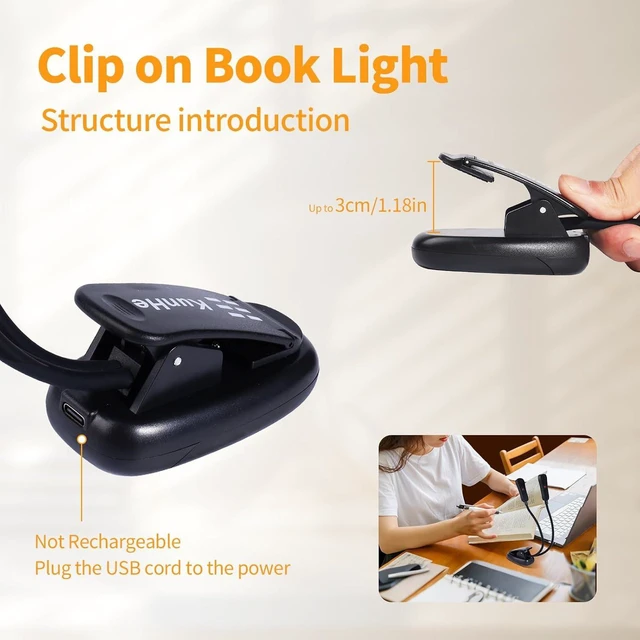 Alt view image 12 of 14 - 5 Pack Music lamp Reading Clip lamp USB-C and AAA Battery Power Supply (Included) Three Color temperatures Suitable for Band Users Reading Enthusiasts