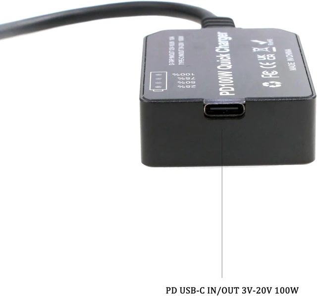 Alt view image 9 of 12 - D-Tap to USB-C PD 100W Power Converter Adapter for Sony DSLR Camera Monitor Phone Laptop, Type C, 12-16.8V V-Lock Gold Mount Battery, Bidirectional