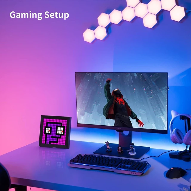 Alt view image 9 of 14 - LED Light Pixel Display Panel Suit for RGB Light Bars, Smart App Control with Cool Animation Desk Setup for PC, TV, Gaming Room Decor
