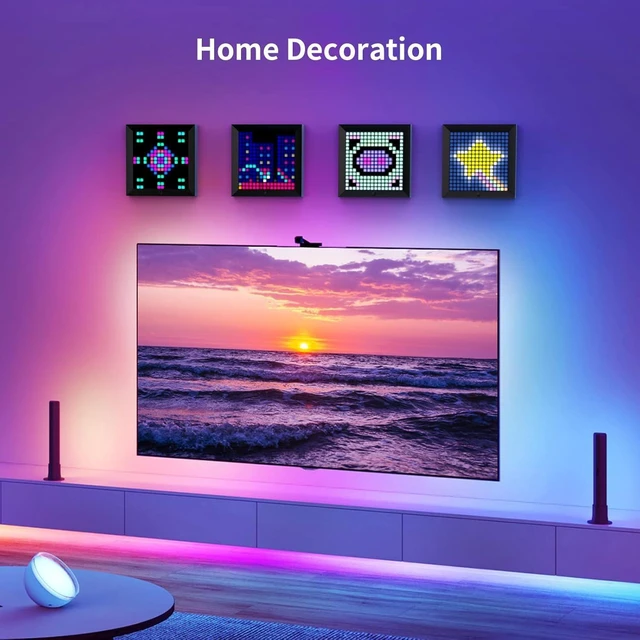 Alt view image 10 of 14 - LED Light Pixel Display Panel Suit for RGB Light Bars, Smart App Control with Cool Animation Desk Setup for PC, TV, Gaming Room Decor