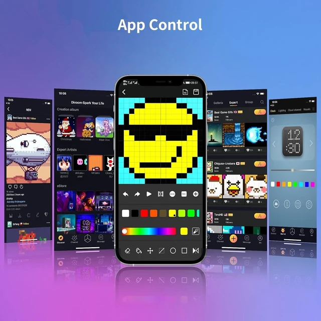 Alt view image 12 of 14 - LED Light Pixel Display Panel Suit for RGB Light Bars, Smart App Control with Cool Animation Desk Setup for PC, TV, Gaming Room Decor