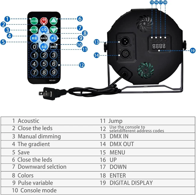 Alt view image 11 of 14 - Stage Lights Dj Lights for Parties Led Stage Light Sound Activated Portable Party Light Par Light 36 Led RGB Remote Control Uplights for Disco Indoor Events Bar Birthday Wedding Outdoor
