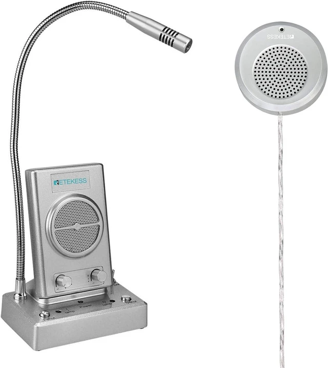 Alt view image 8 of 14 - TW102 Window Microphone Speakers, Window Intercom System, 8M Cable with Loud Outer Speaker, Intercom System for Business, Bank, School, Hospital