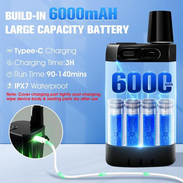 Alt view image 9 of 14 - Portable Shower with Heater,6000Mah Battery Powered Portable Shower for Camping with 2000W Auto-Off Heater,Portable Heated Shower for Camping,Digital Power&Temperature Display for Hiking