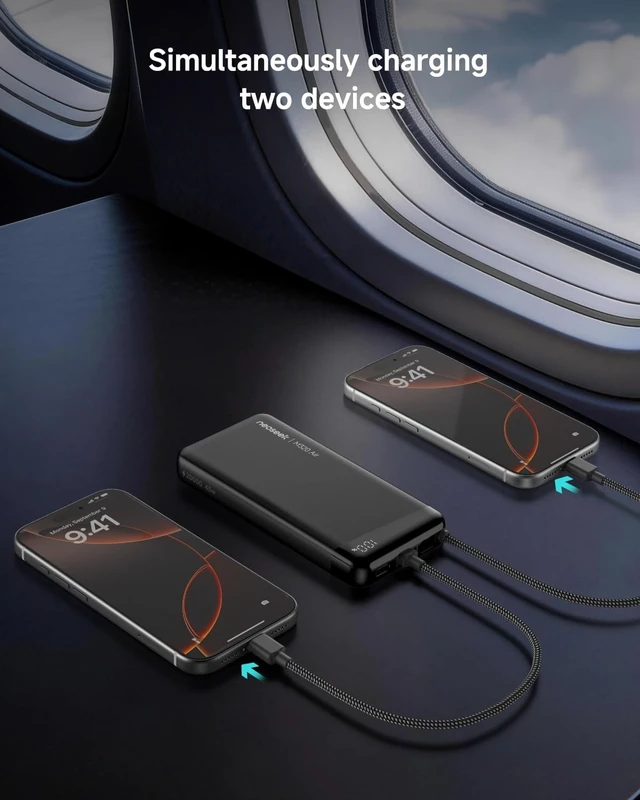 Alt view image 13 of 14 - Ultra-Thin 20,000mAh Power Bank, 45W Max Fast Charging Battery Pack, Built-in USB-C Cable for iPhone 17/16 Series, Galaxy, MacBook, and More