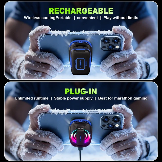 Alt view image 11 of 14 - Cell Phone Cooler for Gaming, Magnetic Portable Radiator with RGB Lights, 3000mAh Rechargeable Battery, Compatible with iPhone, iPad, Android