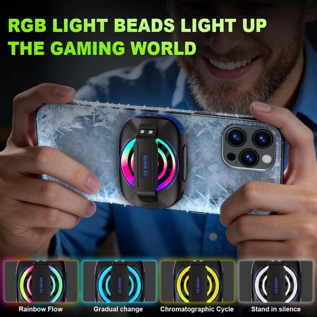 Alt view image 13 of 14 - Cell Phone Cooler for Gaming, Magnetic Portable Radiator with RGB Lights, 3000mAh Rechargeable Battery, Compatible with iPhone, iPad, Android