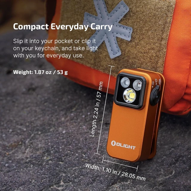 Alt view image 13 of 14 - Oclip Pro S EDC Flashlight Clip-on Light, 600 Lumens Type-C Rechargeable with White LED, UV and RGB, Magnetic Flash Lights for Working, Signaling, Inspection and Outdoor Use (Orange)