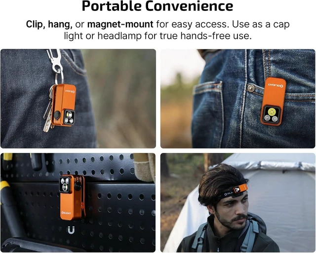 Alt view image 14 of 14 - Oclip Pro S EDC Flashlight Clip-on Light, 600 Lumens Type-C Rechargeable with White LED, UV and RGB, Magnetic Flash Lights for Working, Signaling, Inspection and Outdoor Use (Orange)