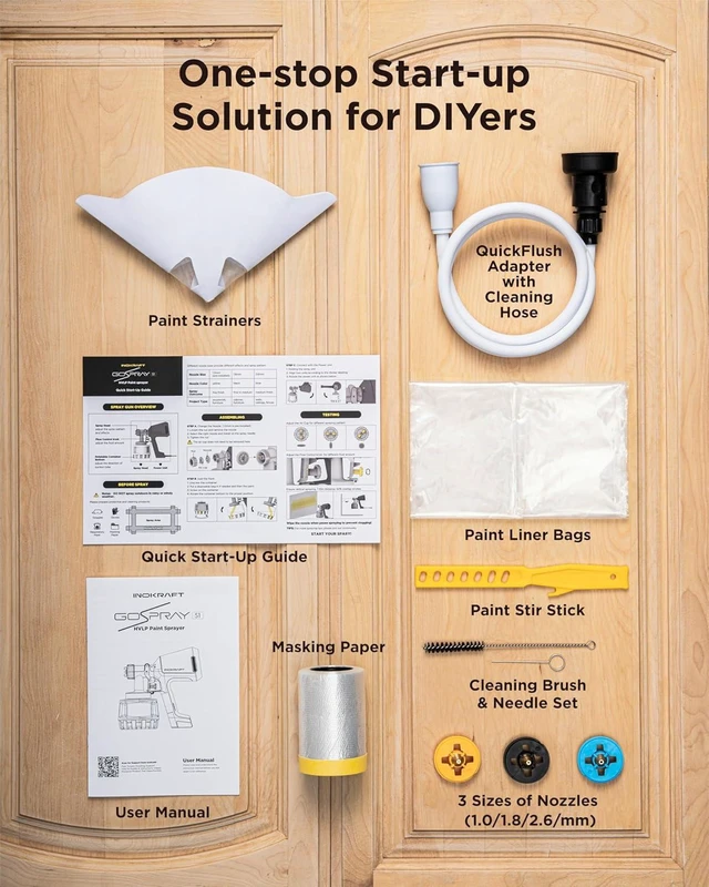 Alt view image 14 of 14 - Paint Sprayer, Bob Vila Awards HVLP Sprayer Includes 3 Patterns & Whole Cleaning kit for House Painting, Furniture, Cabinets, Compatible with Stains and Latex Paints,1200ml(2026)