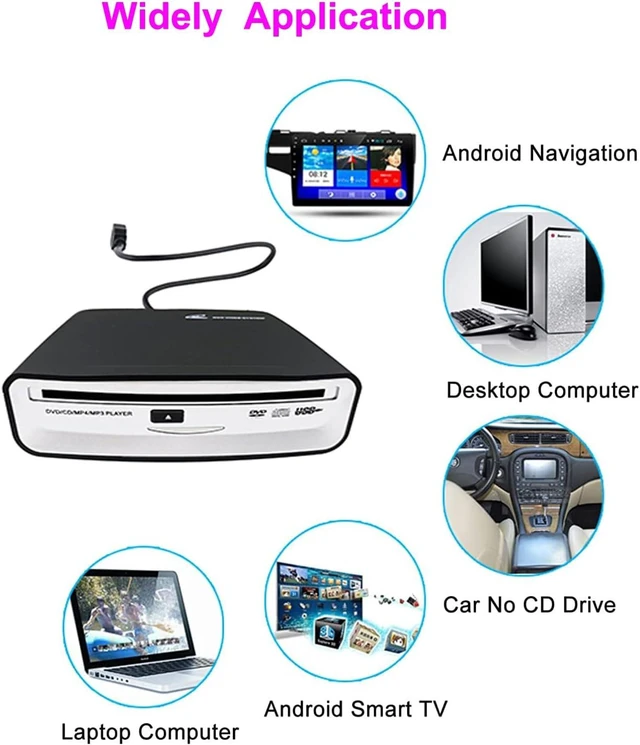 Alt view image 10 of 14 - External Car Universal CD Player Machine, Vehicle External USB CD Player for Car Android Navigation-Plug and Play(Android Version 4.4 and Above)