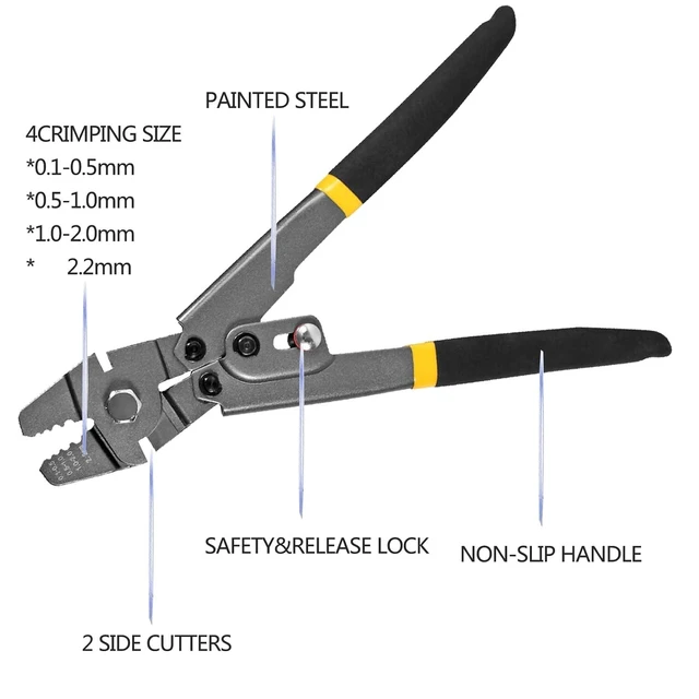 Alt view image 9 of 14 - Wire Rope Crimping Tool Kit, with 1/16-304 Stainless Steel Cable 165 ft (7x7 Strand Core), 100 Cable Ferrule Aluminum Loop Sleeve Stops