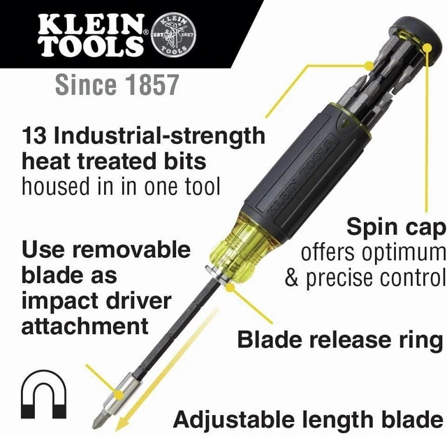Alt view image 10 of 13 - 14-in-1 Magnetic Screwdriver Set and 11-in-1 Ratcheting Impact Driver Multi-Bit Tool Bundle