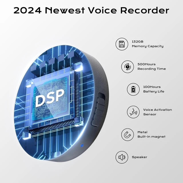 Alt view image 9 of 14 - 132G (9800 Hour) Voice Activated Recorder - Elasound Voice Recorder with AI-Intelligent Triple Noise Reduction, Portable Audio Recorder for Work, Lectures, Meetings, 100H Continuous Recording Device