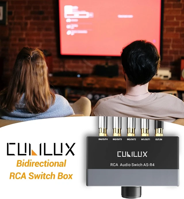 Alt view image 12 of 12 - AS-R4 4-Channel Bidirectional RCA Audio Selector 4-Way Stereo Aux Switcher, 1-In to 4-Out / 4-In to 1-Out