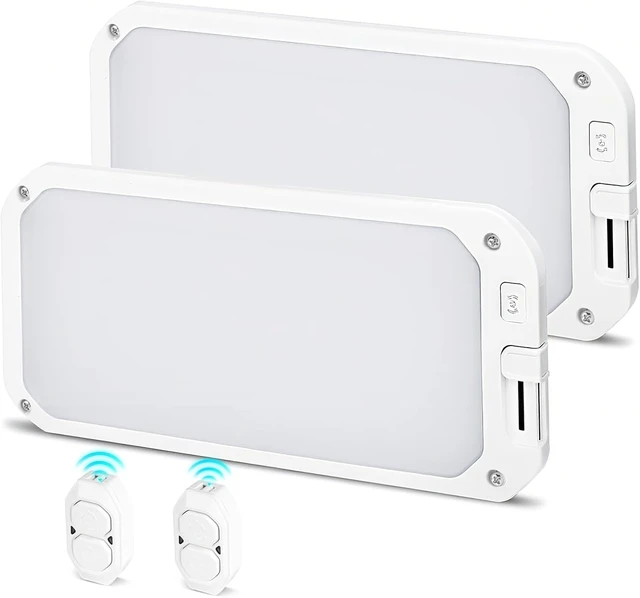 Alt view image 7 of 12 - 2-Pack 12V RV LED Ceiling Light, Remote 3-Color Dimmable, 1200LM