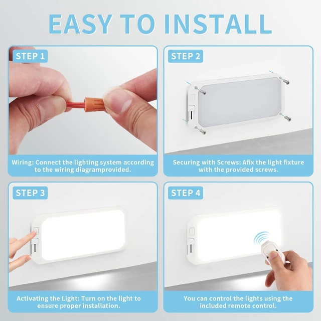 Alt view image 11 of 12 - 2-Pack 12V RV LED Ceiling Light, Remote 3-Color Dimmable, 1200LM