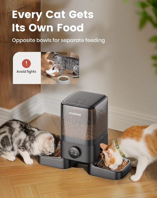 Alt view image 9 of 14 - Automatic Cat Feeder for 2 Cats, 20 Cups/5L Auto Cat Feeder, Automatic Cats Food Dispenser for Small Pets Indoor, Timed Pet Feeder for Dry Food