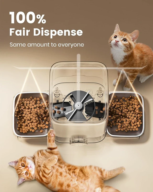 Alt view image 10 of 14 - Automatic Cat Feeder for 2 Cats, 20 Cups/5L Auto Cat Feeder, Automatic Cats Food Dispenser for Small Pets Indoor, Timed Pet Feeder for Dry Food