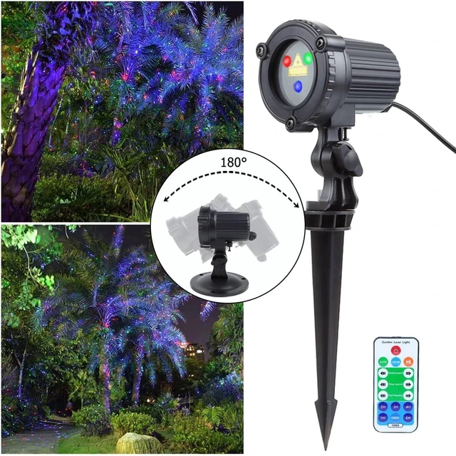 Alt view image 10 of 14 - Laser Christmas Lights,Outdoor Garden Laser Lights Projector, Motion Star 3 Color Red Green Blue,Water Proof,Suitable for Outdoor Garden Decorative