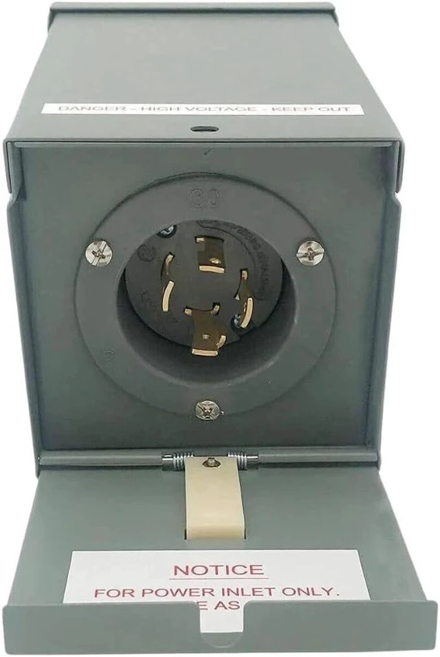 Alt view image 6 of 10 - 30-Amp Power Inlet Box with Hinged Door, NEMA 3R Power Inlet Box, Generators Up to 7,500 Running Watts, ETL Listed