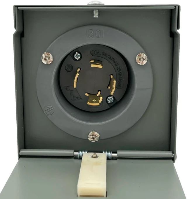 Alt view image 9 of 10 - 30-Amp Power Inlet Box with Hinged Door, NEMA 3R Power Inlet Box, Generators Up to 7,500 Running Watts, ETL Listed