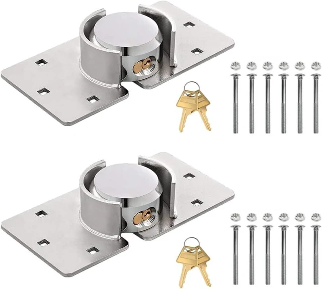 Alt view image 7 of 12 - 2 Pack Van Door Padlock Keyed Alike Heavy Duty Solid Steel Hasp 73MM Garage Shed Door Lock Security Padlock Nut with 4 Keys for Trucks, Gates, Vans