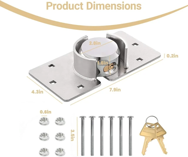 Alt view image 10 of 12 - 2 Pack Van Door Padlock Keyed Alike Heavy Duty Solid Steel Hasp 73MM Garage Shed Door Lock Security Padlock Nut with 4 Keys for Trucks, Gates, Vans