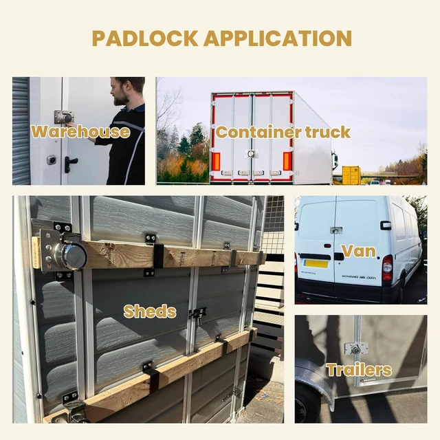 Alt view image 12 of 12 - 2 Pack Van Door Padlock Keyed Alike Heavy Duty Solid Steel Hasp 73MM Garage Shed Door Lock Security Padlock Nut with 4 Keys for Trucks, Gates, Vans