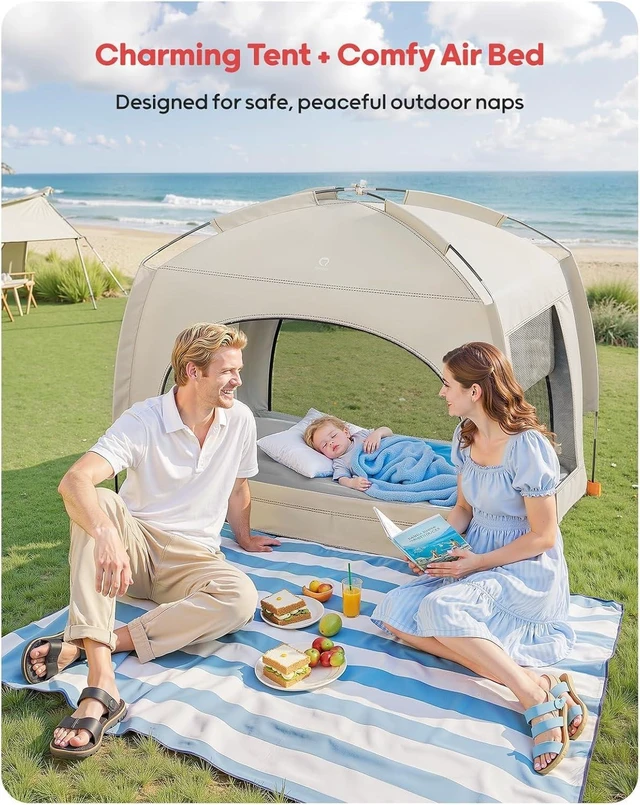 Alt view image 8 of 12 - Lightweight Blow Up Kids Air Mattress with Hand Pump Indoor & Outdoor Portable for Camping, Travel, Home, Grandmas Ages 3+