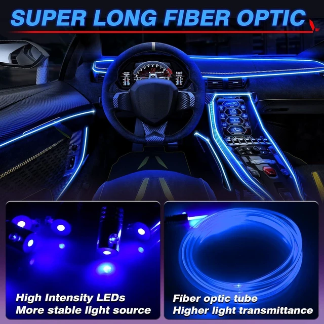 Alt view image 11 of 14 - Car LED Interior Strip Light, 8 in 1 RGB Multicolor with 400 inches Fiber Optic Ambient Lighting Kits with Remote and APP Control, Car USB LED Strip Lights with Music Sync Mode