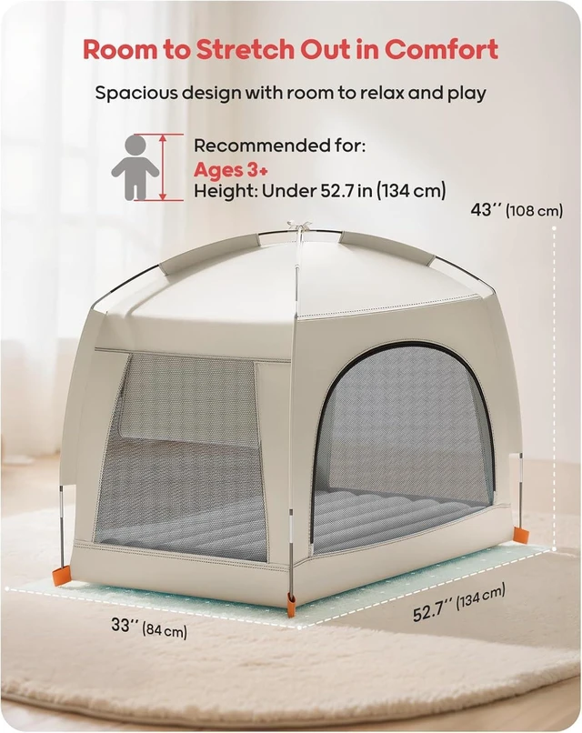 Alt view image 10 of 12 - Lightweight Blow Up Kids Air Mattress with Hand Pump Indoor & Outdoor Portable for Camping, Travel, Home, Grandmas Ages 3+