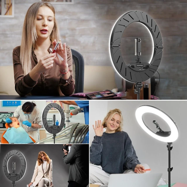 Alt view image 14 of 14 - 18 Inch Ring Light Kit, 55W6700k Dimmable LED Light, Tripod Stand, Remote Controller,Box,CRI95,Black