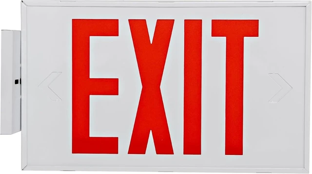 Alt view image 9 of 14 - Red Exit Sign with Steel Housing, LED Emergency Exit Light with Battery Backup, UL Listed, AC 120/277V, Commercial Emergency Lights for Business