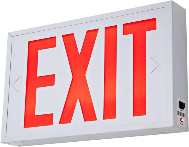Alt view image 10 of 14 - Red Exit Sign with Steel Housing, LED Emergency Exit Light with Battery Backup, UL Listed, AC 120/277V, Commercial Emergency Lights for Business