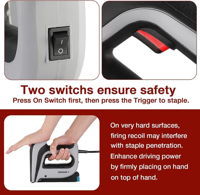 Alt view image 12 of 14 - Arrow Electric Staple Gun Kit, Corded Stapler with 3750 Pieces T50 1/4", 3/8", 1/2" Staples, for Upholstery Professional and DIY Projects, T50ACD