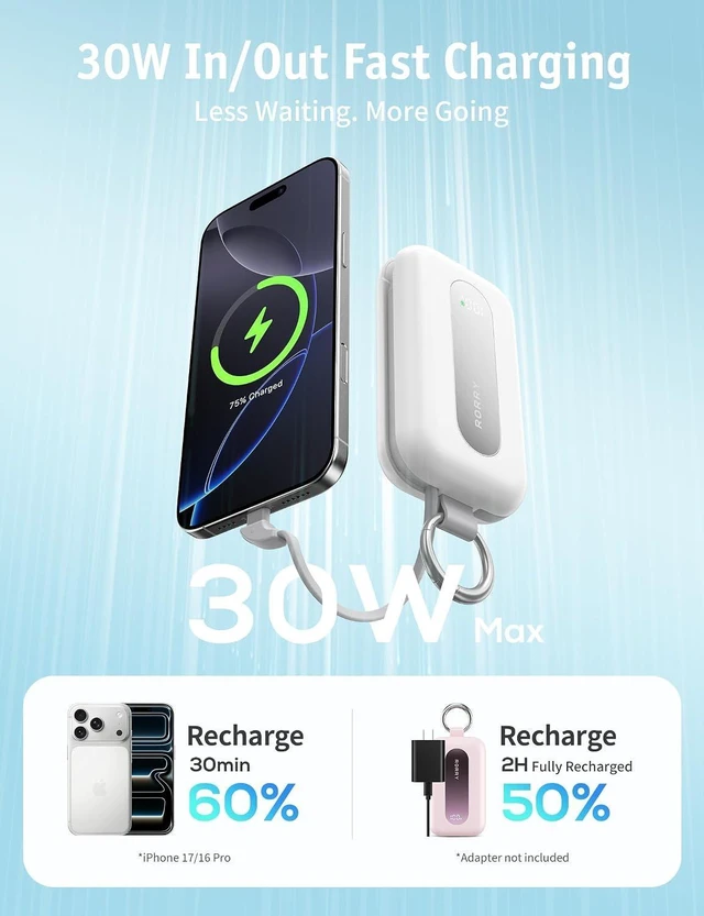 Alt view image 11 of 14 - CharmGo Portable Charger 20000mAh 30W Power Bank 4 in 1 Battery Pack