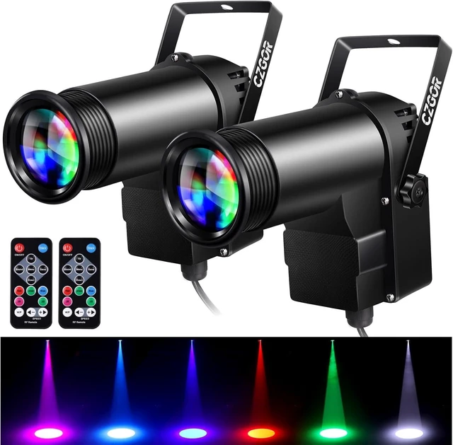 Alt view image 7 of 12 - Pinspot Light 15W DMX 2 Pack, RGBW Disco Ball Lights with Remote Control, DMX512, Sound Activated Pin Spotlight for Party Wedding DJ Disco Shows